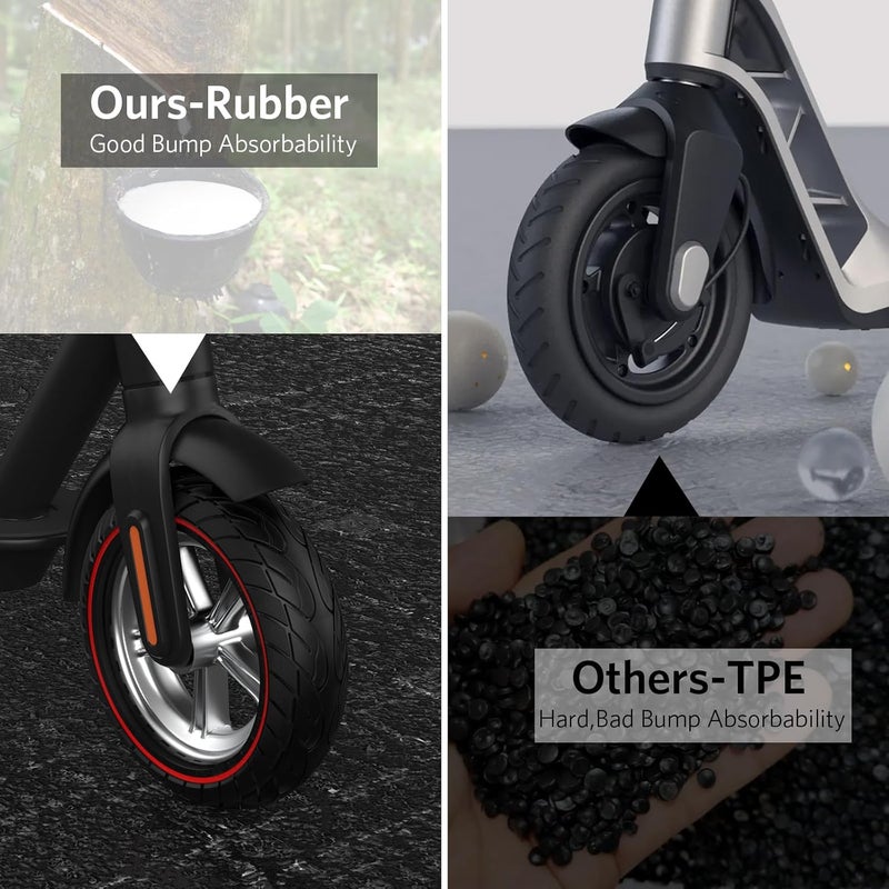 Cooryda 60/70-6.5 Scooter Tire, 10x2.50 Solid Scooter Tire 10 inch Electric Rubber Tubeless Scooter Wheels for Ninebot G30 Max/G30D 10x2.5 Front or Rear Replacement Solid Tires 2pc Red - Image 4